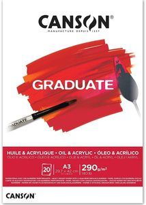 CANSON Studienblock GRADUATE HUILE & ACRYLIQUE DIN A3 naturweiß 20 Blatt