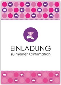 4x Moderne Einladungskarte zu meiner Konfirmation für Mädchen mit Fischen
