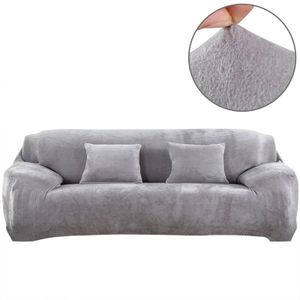 (4-Sitzer, Silber grau) Sofabezüge aus Stretch-Samt, rutschfeste Sofabezüge, Couchbezüge, elastischer Möbelschutz