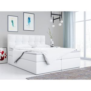 Boxspringbett Doppelbett Polsterbett Kunstlederbett mit Bettkasten Stauraumbett - RICO 160X200 Weiß