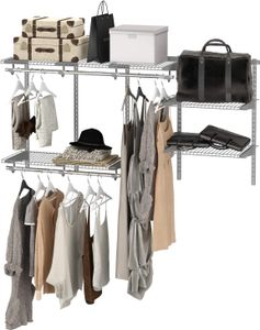 GOPLUS Offener Kleiderschrank für Schlaffzimmer, Wandschrank, Wandgarderobe mit Kleiderstangen & Drahtregalen GOPLUS Offener Kleiderschrank für Schlaffzimmer, Wandschrank, Wandgarderobe mit Kleiderstangen & Drahtregalen