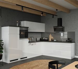 Winkelküche 300/240 cm, inkl. E-Geräte, in Hochglanz weiß, Arbeitsplatte Betonoptik MARSEILLE-03