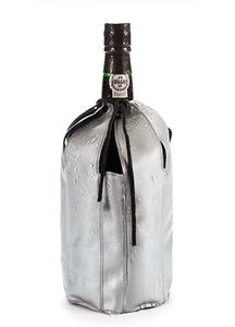 GEL FLASCHENKÜHLER mit Kordel und Klettverschluss Grau wiederverwendbar Champagnerkühler Kühlmanschette Weinkühler 36