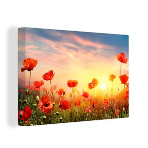 OneMillionCanvasses® - Leinwandbilder - 120x80 cm, Mohnblumen - Frühling - Farben, Wandbilder Kunstdruck Wanddekoration - Wanddekorationen - Wohnzimmer