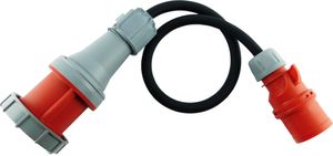 NWP CEE Adapter 32A Stecker auf 63A Kupplung Starkstrom - 1m Anschlusskabel - IP44 - 5x6mm² Gummischlauchleitung