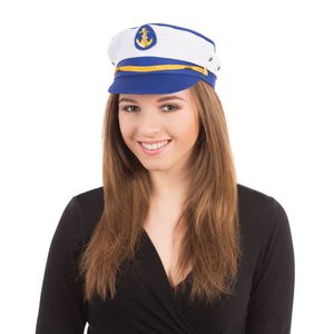 Bristol Novelty Damen Kapitänsmütze BN1170 (Einheitsgröße) (Weiß/Blau)