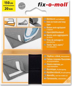 Klettband zum Aufbügeln fix-o-moll 150 cm x 20 mm schwarz