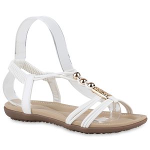 VAN HILL Dámské sandály s řemínky a kamínky 840112, Barva: bílá, Velikost: 40