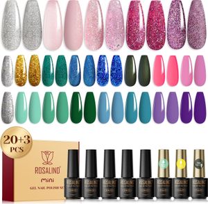 UV Nagellack Set, UV Gel Nagellack Shellac Set, mit Unterlack & Glänzender Überlack & Matte Decklack（23 Stück ）