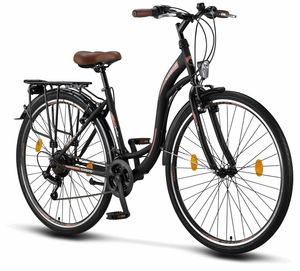 Licorne Bike Stella Premium City Bike in 24, 26 und 28 Zoll - Fahrrad für Mädchen, Jungen, Herren und Damen - Shimano 21 Gang-Schaltung - Hollandfahrrad , Farbe:Schwarz, Zoll:28