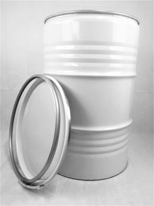 Metallfass 210 Liter Blechfass Fass Ölfass Tonne mit Deckel Weiß