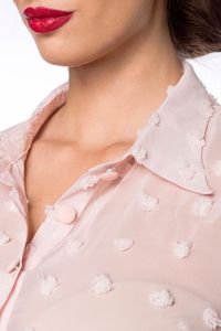 Belsira Damen Vintage-Bluse Oberteil Bluse, langarm und transparent , Größe:2XL, Farbe:Rosa