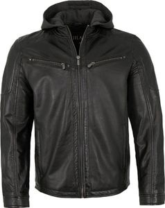 Jilani - Herren Lederjacke Kapuze Lammnappa schwarz : 50