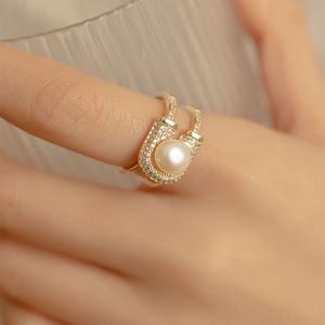 360Home Ringe Modische leichte Perlenringe für Paare Perlenring