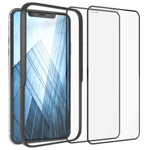 EAZY CASE 2X Displayschutzfolie aus Glas mit Rand kompatibel mit iPhone XS Max / 11 Pro Max, Displayschutz mit Installationshilfe, Schutzglas 5D, 9H, Anti-Kratzer, Selbstklebende Glasfolie