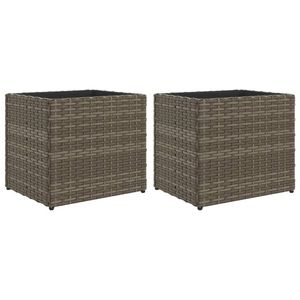 vidaXL Pflanzkübel 2 Stk. Grau 36x30x32 cm Poly Rattan