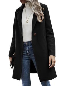Frauen Lagen Nackenmäntel Wolle Offen Vordere Overlöcke Lässig Solid Color Jacke,Farbe:Schwarz,Größe:2xl