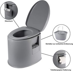 Sesua XL -Eimertoilette,Camping-Toilette,Nottoilette, chemietoilette toiletteneimer Sanitär Farbe GRAU Deluxe