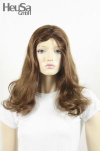 Braune Perücke Echthaar lang Frauenperücke echtes Haar 50 cm mongolisches Haar