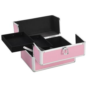vidaXL Kozmetický kufrík 22x30x21 cm ružový hliník