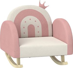Fotel dziecięcy AIYAPLAY, sofa dziecięca z koronkowymReplika em, aksamitny wygląd, fotel dziecięcy z tęczowym oparciem, fotel bujany dla dzieci 1,5-3 lata, pokój dziecięcy