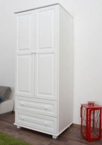 Garderobenschrank Landhaus Kiefer, Farbe: Weiß 190x80x60 cm