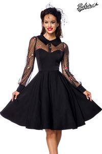 Belsira Damen Retro Vintage Kleid Rockabilly Sommerkleid 50s 60s Partykleid, Größe:L, Farbe:schwarz/bunt