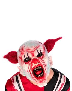 Halloween Horror Latex Maske "Teufelsclown" | Weiß Rot
