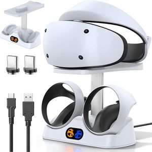 Ladestation für PS VR2 Controller, PSVR2 Ladestation Ladestation (mit Headset Ständer, mit LED Licht, Typ C Kabel)