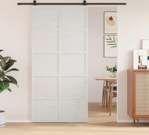 vidaXL Stodolové dvere biele 100x208 cm z masívneho borovicového dreva