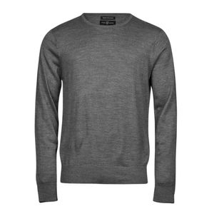 Pánsky sveter s okrúhlym výstrihom z merino zmesi PC3420 (S) (Mottled Grey)
