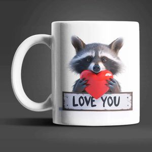 Waschbär I Love You Valentinstag Kaffeetasse Teetasse Tasse Geschenkidee – 4997156-Waschbar-04