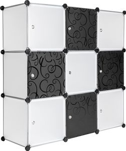 tectake bezskrutkové regály 9 boxov s dvierkami 112x37x112cm - biely