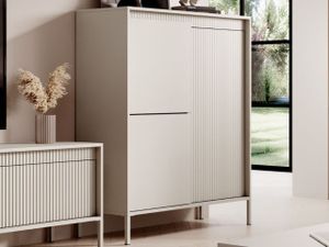 GrainGold Kommode Sorano - Kommode mit Türen - Sideboard, TV-Kommode - Kommode Beige