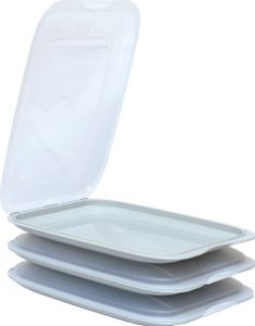 3x Stapelbare Aufschnittbox Frischhaltedose Wurst Behälter Aufschnittdose Grau