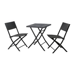 SVITA Poly-Rattan Bistro-Set Balkon-Set Klappmöbel Stuhl Tisch Garten-Möbel Schwarz