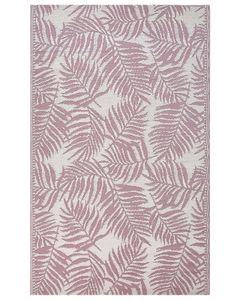 BELIANI Outdoor Teppich Rosa/Weiß Polypropylen 120x180 cm Palmen-Muster Jacquardgewebt Rechteckig Kurzflor Gartenaccessoires Terrasse Wohnzimmer