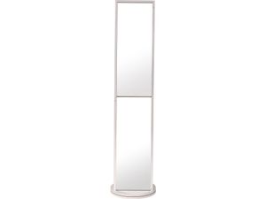 Tendance Badezimmerschrank mit schwenkbarem Spiegel weiß MDF-Platte Glas 36x36x169,5 cm