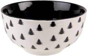 Clayre & Eef polievková miska 500 ml béžová čierna porcelánová guľatá vianočná miska