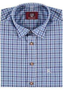 OS Trachten Herren Hemd Langarm Trachtenhemd mit Liegekragen Lundoko, Größe:39/40, Farbe:marine