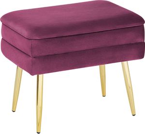 BELIANI Bank mit Stauraum Burgunderrot aus Samtstoff mit Goldenen Metallbeinen in Glamour-Optik Wohnzimmer Schlafzimmer Rechteckig Modern