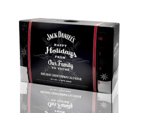 Jack Daniels Whisky Adventskalender - 24 Tage eine Überraschung Original Jack Daniels Tasting Set mit 20x 5cl + 4 Shot Gläser (35% Vol - 45% Vol) - [Enthält Sulfite]