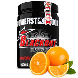 Powerstar BLACKOUT Hardcore Pre-Workout-Booster 600g | Hochdosierter Pump-Booster mit natürlichem Koffein | Fitness, Energie & Fokus |Juicy Orange