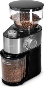 Navaris Elektrische Kaffeemühle mit Edelstahl Scheibenmahlwerk - 200W - für bis zu 14 Tassen Kaffee - 18 Mahlgrade - Kaffee Mühle Metallic Silber Navaris Elektrische Kaffeemühle mit Edelstahl Scheibenmahlwerk - 200W - für bis zu 14 Tassen Kaffee - 18 Mahlgrade - Kaffee Mühle Metallic Silber