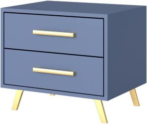 Easy Furniture Nachttisch 2 Schubladen B:53, 5 cm, Nachtschrank Kommode, Nachtkommode für Schlafzimmer, Wohnzimmer Model: Bali Farbe: Blau