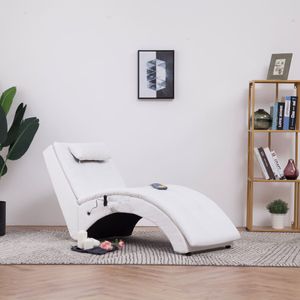 FURNITURE- Relaxliege Loungesofa/Modernes Design/BIS 150 kg/ Massage Chaiselongue Recamiere mit Kissen Weiß Kunstleder Cloris&7647
