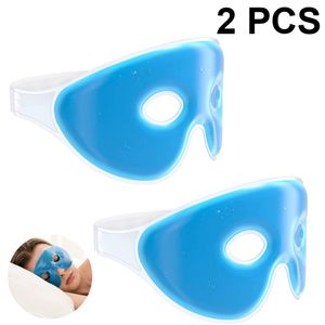 2x Augenmaske kühlend - Augen Gel Maske Set - Kühlmaske Kühlpack Kühlpad Kompresse Kühlkissen - kühl warm Gelmaske Kühlbrille (Blau)