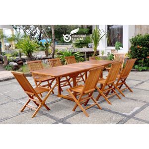 Gartenmöbel aus Teakholz 8 Personen - rechteckiger Tisch + 8 Stühle LUBOK