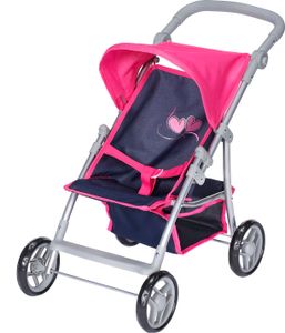 Puppenbuggy Liba - flying hearts blue pink