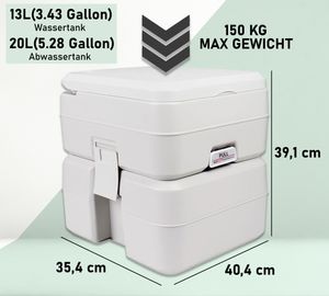 Mobiles Camping Toilette Reise-WC Chemie Toilette Reise Klo Caravan 20L 150KG 